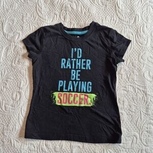 Xersion girls size 8 or Medium black short sleeve shirt VGUC